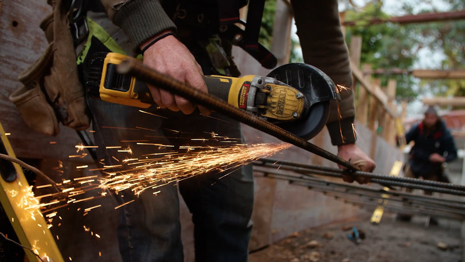 cutting a piece of rebar